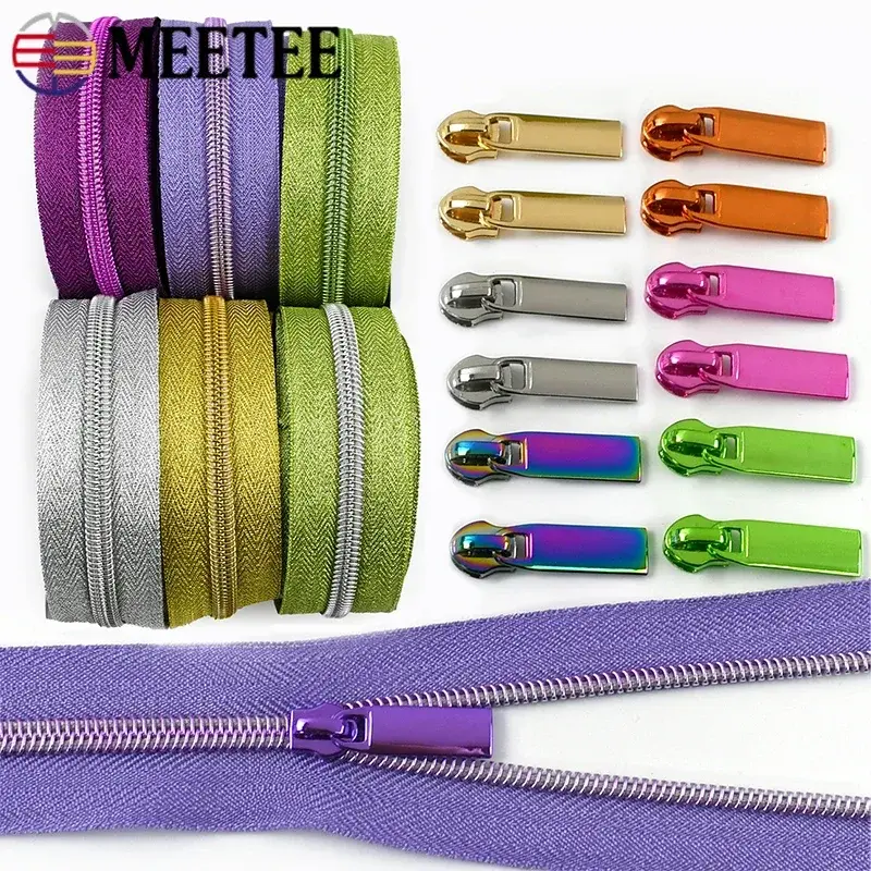 1-10M 5# Nylon Zipper Tape With Zippers Slider for Bag Clothing Coil Zips Pulls Decoration Zip Repair Kit DIY Sewing Accessories