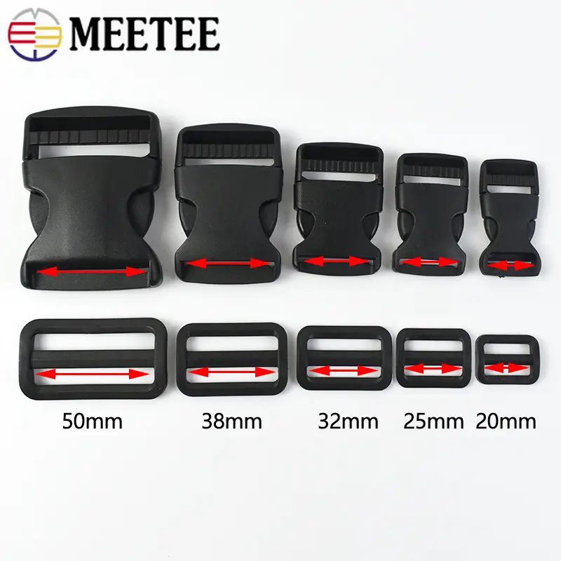 2/5Sets 20-50mm Plastic Buckles for Backpack Release Closure Buckle Webbing Tri-Glide Slider Ring Clasp DIY Sewing Accessories