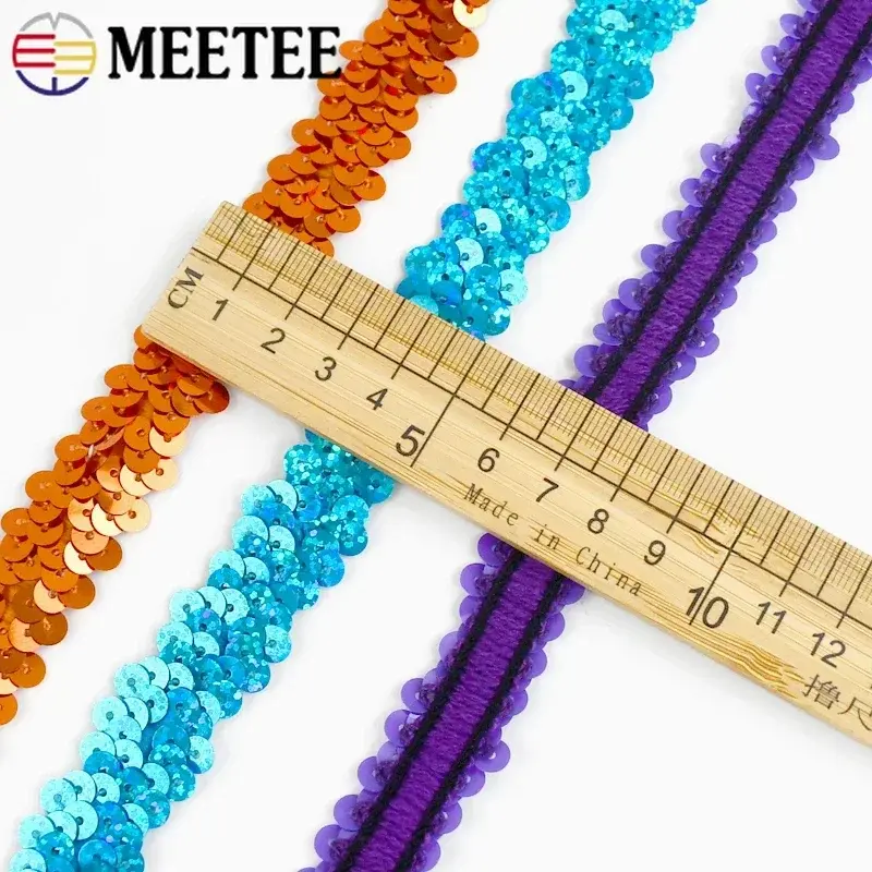 5/10Meters 2cm Sequins Lace Ribbons Colored Elastic Trims For Dance Dress Shoes Decoration DIY Hand Garment Sewing Accessories