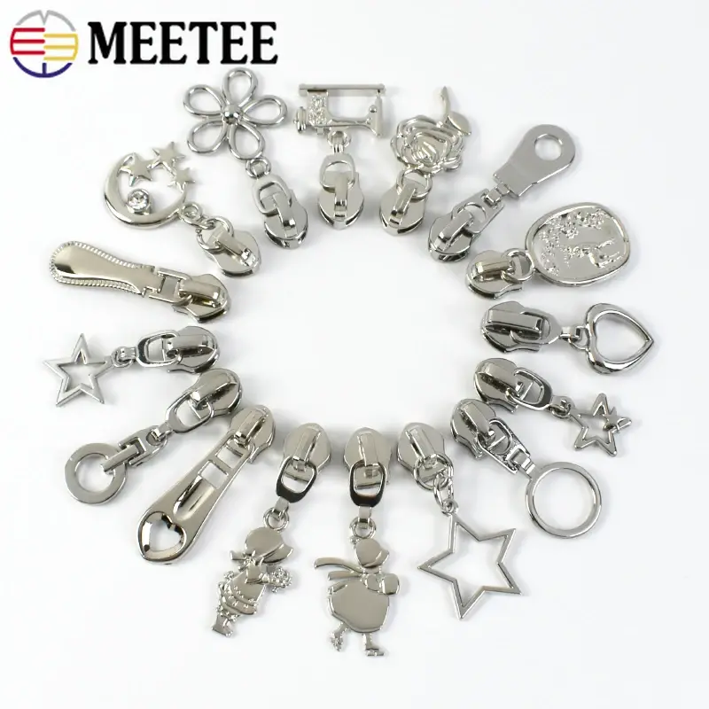 Metal Zipper Slider 5# 5-20Pcs Silver Nylon Sewing Supplies Bag Purse Repair Kit Fastener Hardware DIY Craft Accessories Puller
