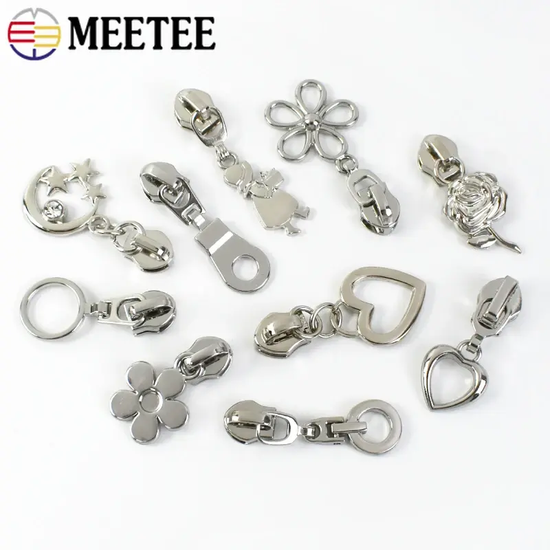 Metal Zipper Slider 5# 5-20Pcs Silver Nylon Sewing Supplies Bag Purse Repair Kit Fastener Hardware DIY Craft Accessories Puller