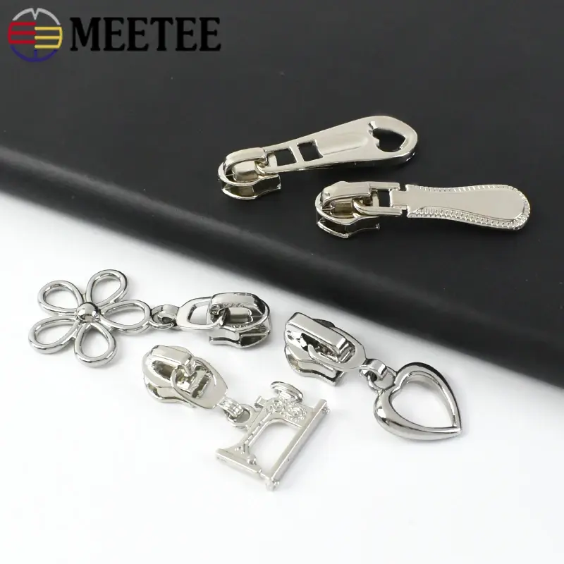 Metal Zipper Slider 5# 5-20Pcs Silver Nylon Sewing Supplies Bag Purse Repair Kit Fastener Hardware DIY Craft Accessories Puller