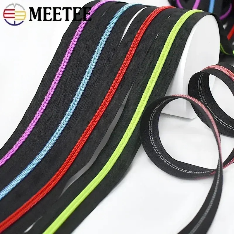 1/2/3/4/5Meters 5# Zippers Tape for Sewing + Zipper Slider Pulls Bag Purse Nylon Zips Heads Repair Closures DIY Accessories