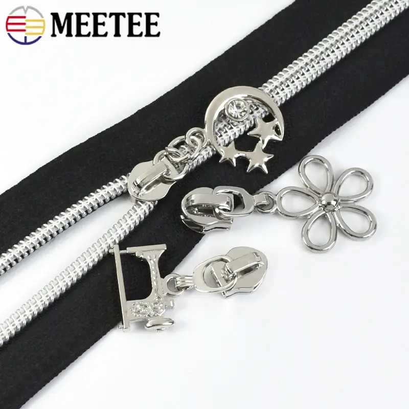 Metal Zipper Slider 5# 5-20Pcs Silver Nylon Sewing Supplies Bag Purse Repair Kit Fastener Hardware DIY Craft Accessories Puller