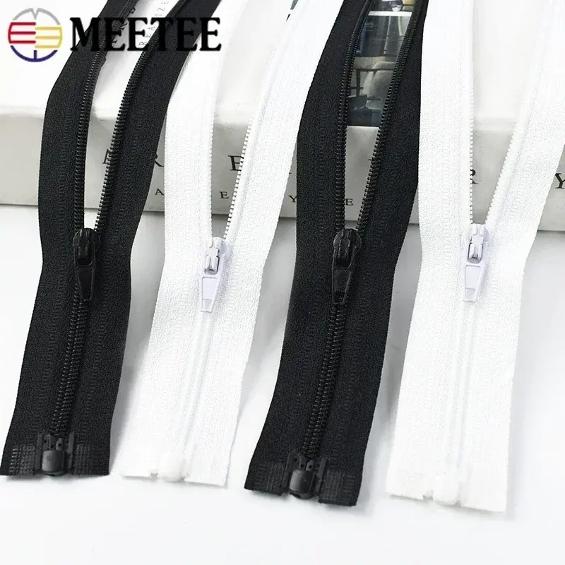 5/10Pcs Meetee 40-300cm 3# Nylon Zipper Black White Open-end Zippers Down Jacket Coat Shoes Auto Lock Zip DIY Sewing Accessories