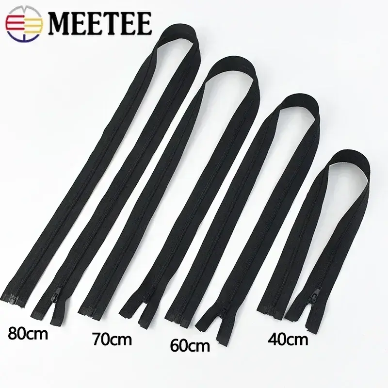 5/10Pcs Meetee 40-300cm 3# Nylon Zipper Black White Open-end Zippers Down Jacket Coat Shoes Auto Lock Zip DIY Sewing Accessories