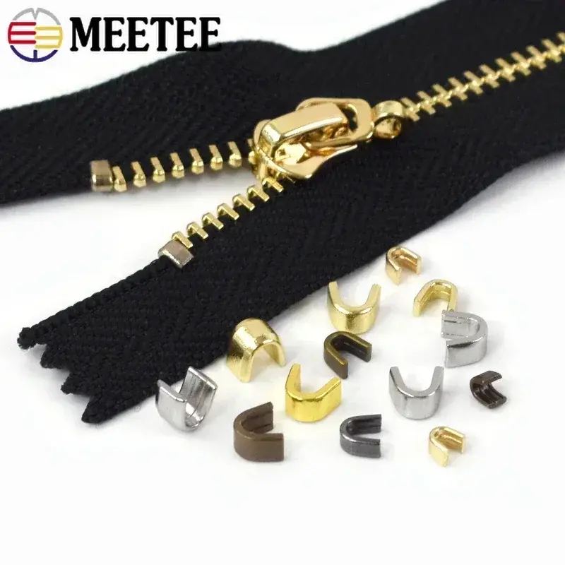 50g 3# 5# 8# 10# U Zipper Stopper Zip End Lock Non-slip for Metal/Nylon/Resin Zippers Tail Clip Repair Kit DIY Sewing Accessory