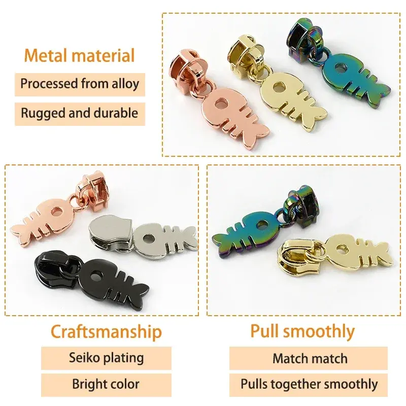 5/10/20Pcs 5# Zipper Pulls for Sewing Nylon Zippers Tape Bags Pocket Zips Sliders Head Clothing Luggage DIY Garment Accessories