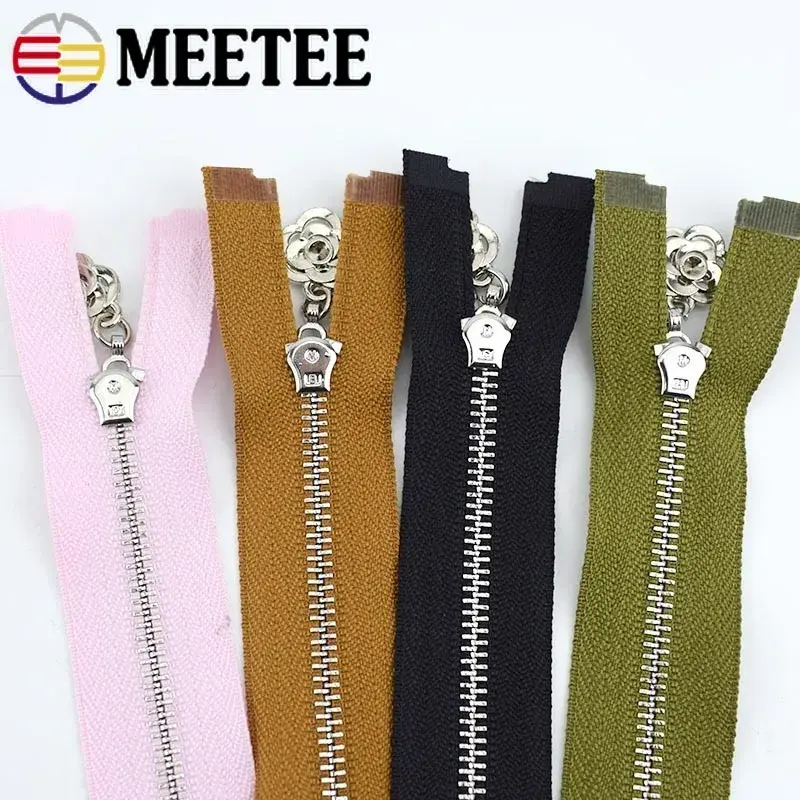 2Pcs 3# Zipper for Bags 15-70cm Metal Zippers Close-End/Open-End Auto Lock Wallet Clothing Zip Repair Kit DIY Sewing Accessories