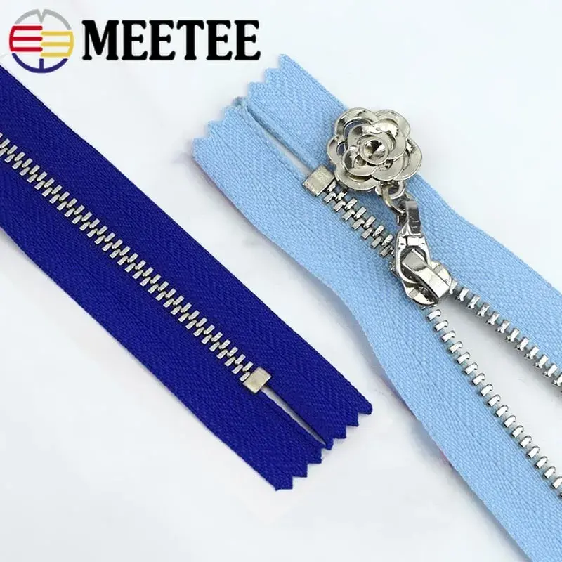 2Pcs 3# Zipper for Bags 15-70cm Metal Zippers Close-End/Open-End Auto Lock Wallet Clothing Zip Repair Kit DIY Sewing Accessories