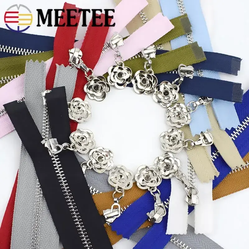 2Pcs 3# Zipper for Bags 15-70cm Metal Zippers Close-End/Open-End Auto Lock Wallet Clothing Zip Repair Kit DIY Sewing Accessories