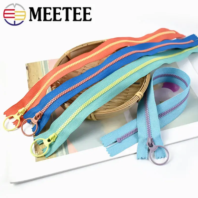 5/10Pcs 3# Colored Resin Zippers O Ring Zipper Pulls Jacket Closure Zips Wallet Sewing Zip Repair Kit DIY Decoration Accessories