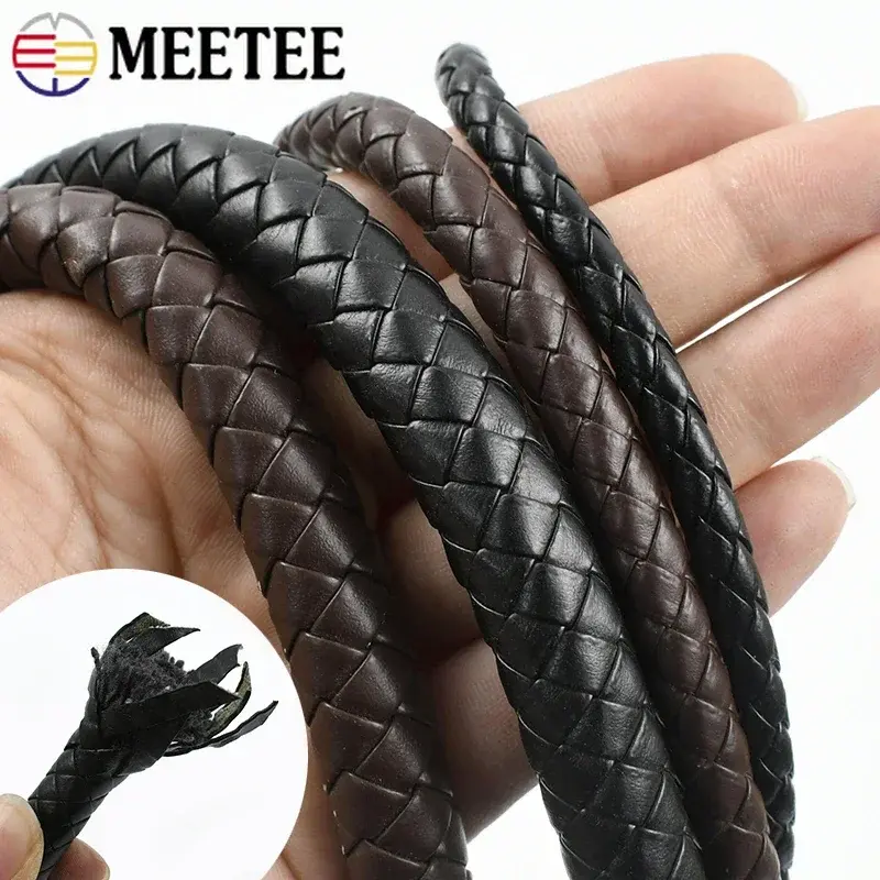 5Meters PU Leather Braided Cord 3-10mm Round Rope DIY Jewelry Making Keychain Bracelet Craft Supplies Black Coffee Macrame