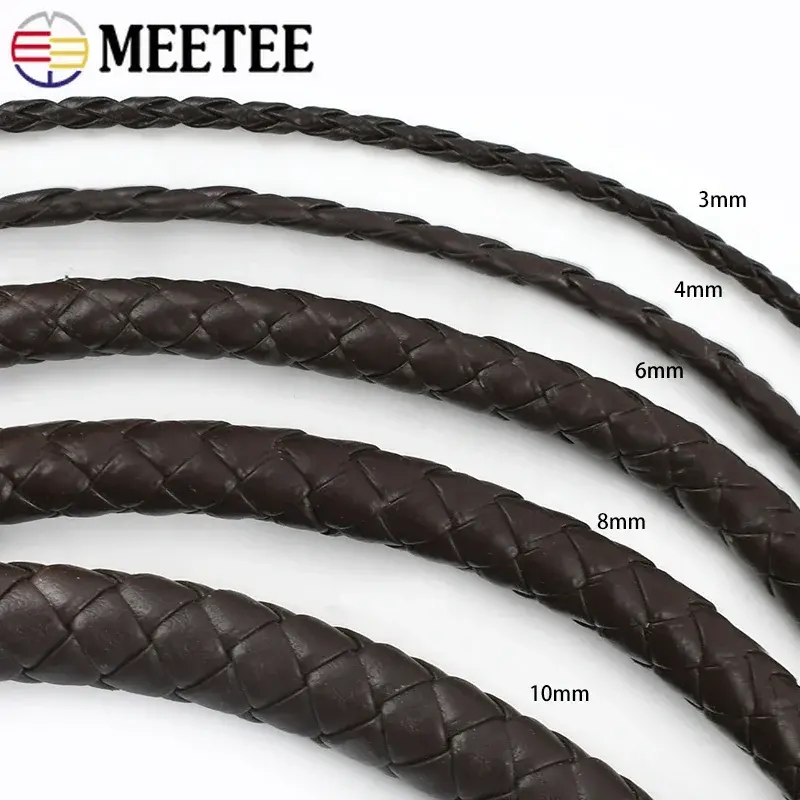 5Meters PU Leather Braided Cord 3-10mm Round Rope DIY Jewelry Making Keychain Bracelet Craft Supplies Black Coffee Macrame