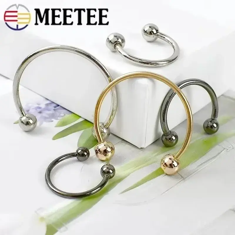 Meetee 2/5/10Pcs 15-60mm U-shaped Metal Rings Buckle Double-headed Screw Loop Clasp for Swimwear Bikini Decor Hat Hook Accessory