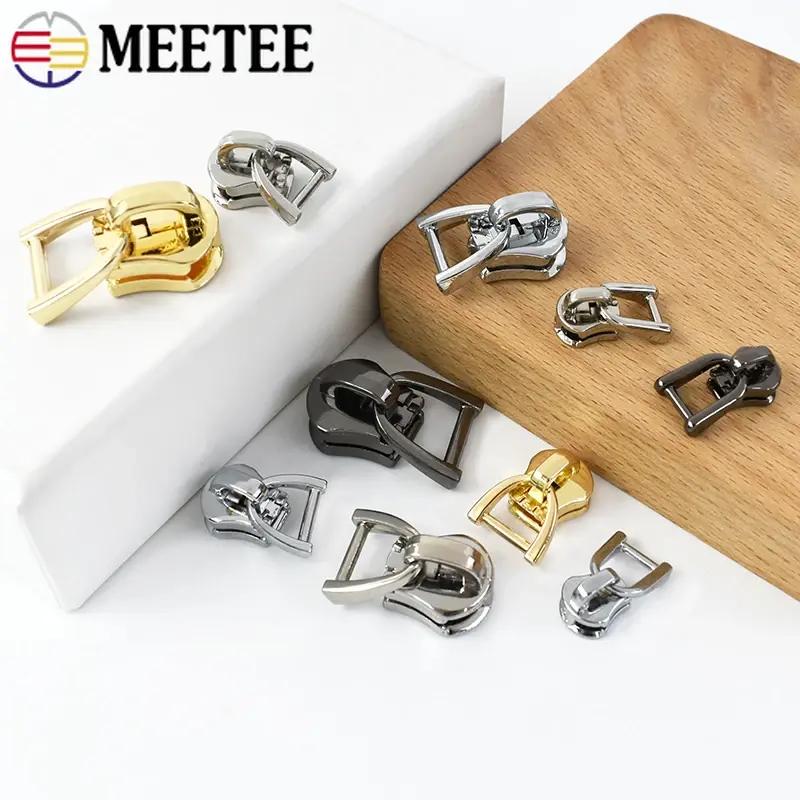 10Pcs 3/5/8/10# Zipper Sliders for Metal Zippers D Ring Zips Pulls Bag Repair Kit DIY Luggage Sewing Accessories