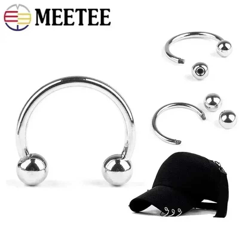 Meetee 2/5/10Pcs 15-60mm U-shaped Metal Rings Buckle Double-headed Screw Loop Clasp for Swimwear Bikini Decor Hat Hook Accessory