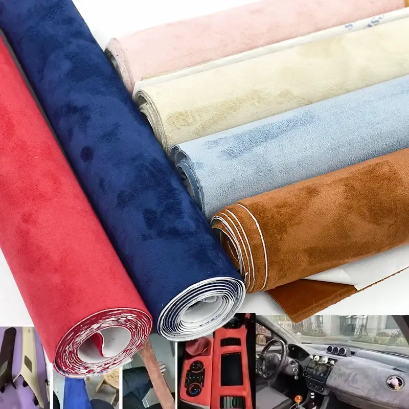 50/100x143cm Synthetic Leather Self-adhesive Fabric Suede Adhesive Fabrics By Meter Car Interior Door Velvet Cloth DIY Trims