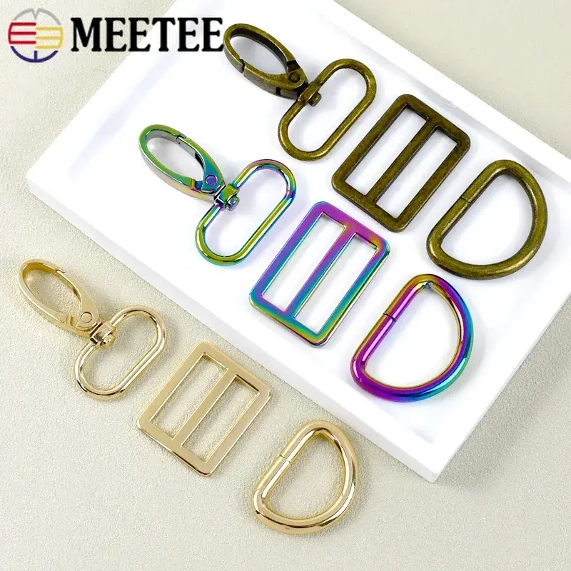 2Sets 16-38mm Bag Buckles Metal Swivel Lobster Clasp Tri Glide Sliders D Ring Adjuster Webbing Strap Hook DIY Accessories
