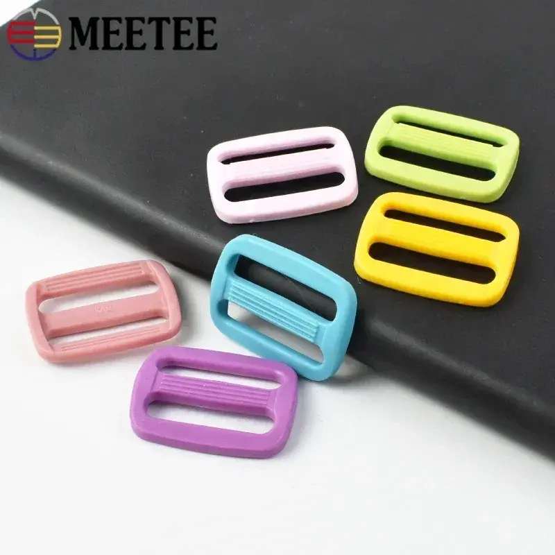 20Pcs 15/20/25mm Plastic Ring Buckles for Backpack Belt Tri-Glide Slider Clasp Webbing Bag Strap Adjuster Hooks Sewing Accessory