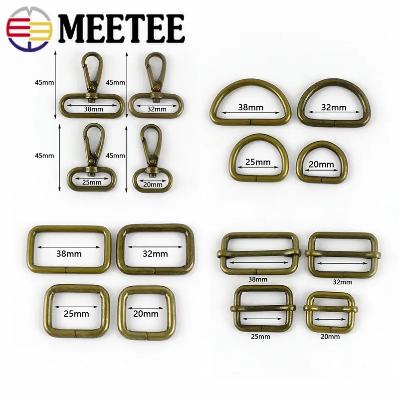 2/5Pcs Metal Ring Buckle 20/25/32/38mm D Buckles Lobster Clasp Tri-glide Webbing Adjuster Clasps Bag Strap Hook Accessories
