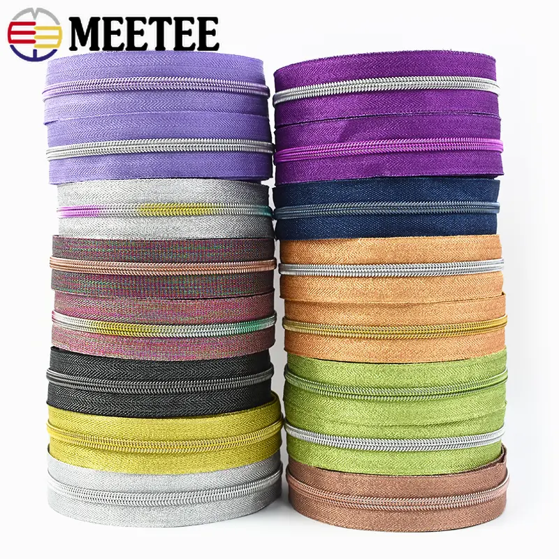 1/2/3/5M 5# Nylon Zipper Tape for Sewing Bag Plastic Zips By Meter Pocket Zips Replacement Repair Kit DIY Garment Accessories