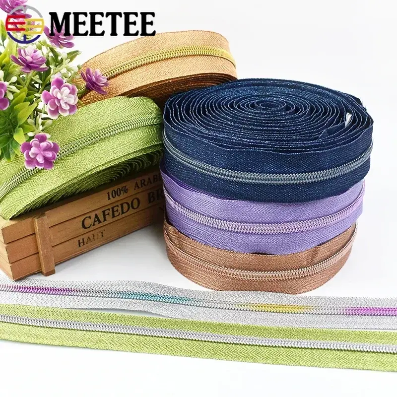 1/2/3/5M 5# Nylon Zipper Tape for Sewing Bag Plastic Zips By Meter Pocket Zips Replacement Repair Kit DIY Garment Accessories