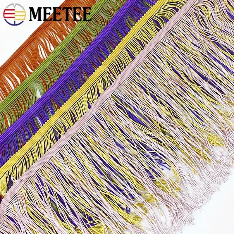 5/10M 20cm Polyester Tassel Fringes For Sewing Latin Dress Trim Lace Ribbon Garment Curtain Decorative Trimming DIY Accessories