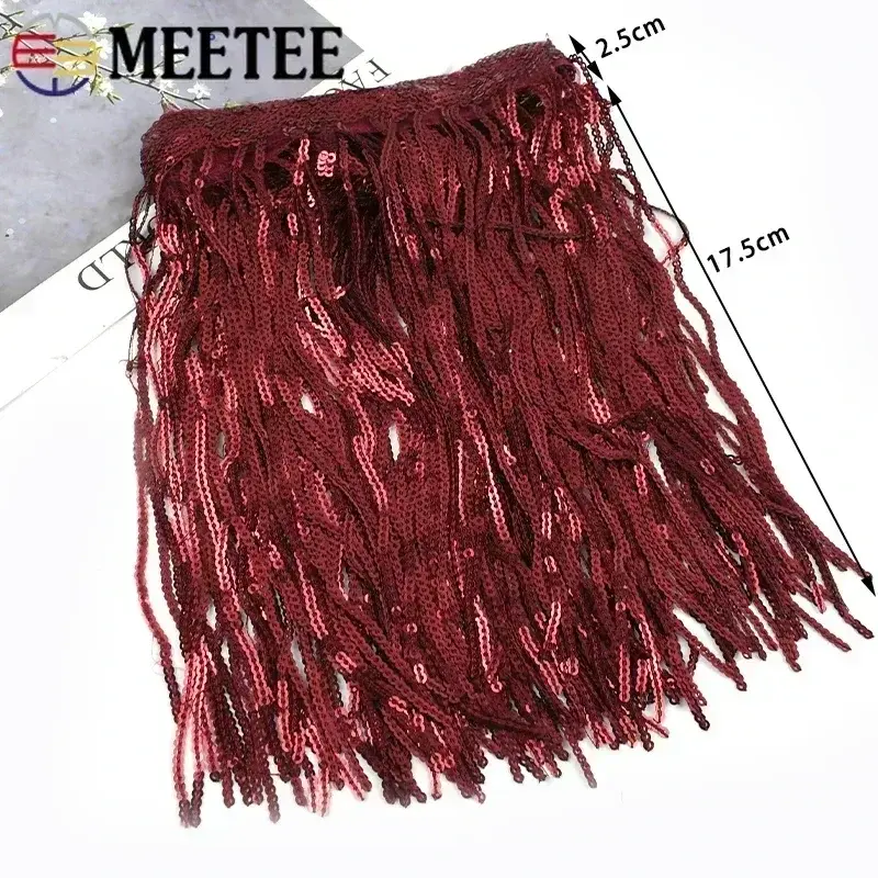 1-10Yards 20cm Sequin Tassel Fringe for Dance Dress Fringes Lace Trims Ribbon Tassels Glitter Fabric DIY Garment Accessories