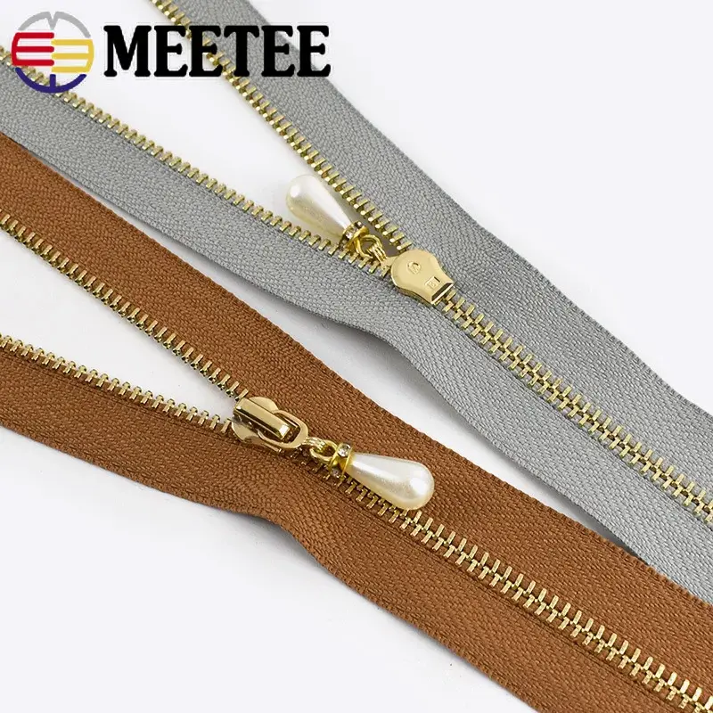 3Pcs 3# Pearl Metal Zippers for Sewing 15-70cm Open-End/Close-End Zipper Bag Jacket Coat Zips Repair DIY Clothes Accessories