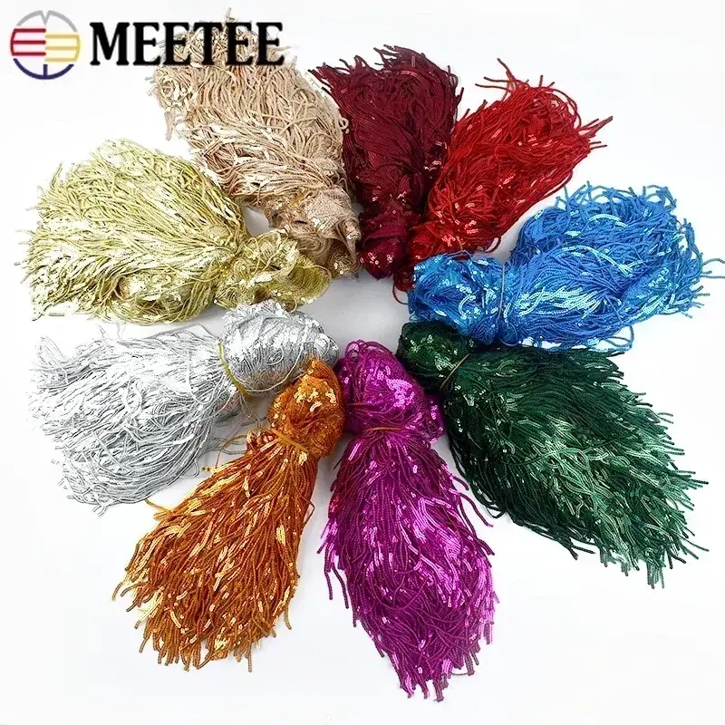 1-10Yards 20cm Sequin Tassel Fringe for Dance Dress Fringes Lace Trims Ribbon Tassels Glitter Fabric DIY Garment Accessories