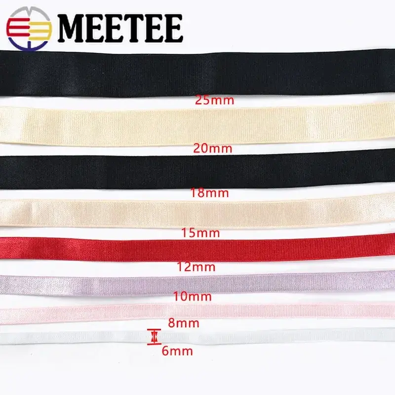10Meters 8/10/12mm Bra Elastic Band Underwear Strap Rubber Bands Shouder Sewing Ribbons Tapes DIY Garment Accessories