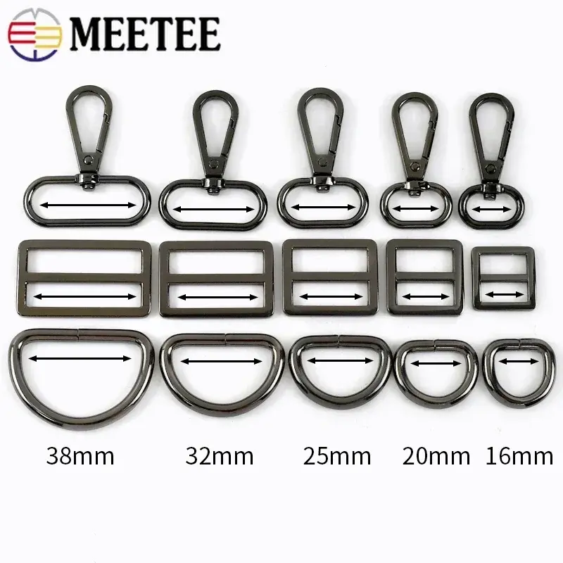 2/3Sets 16-38mm Bag Strap Lobster Buckle Metal Tri-glide Clasp For Webbing Adjuster D Ring Pet Collar Hook Hardware Accessories