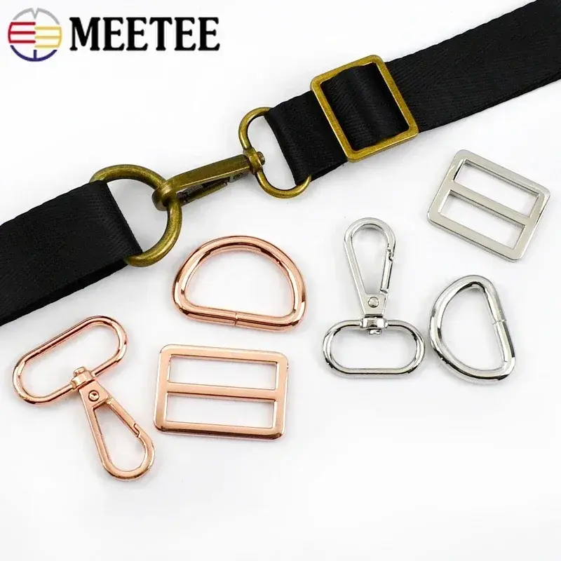 2/3Sets 16-38mm Bag Strap Lobster Buckle Metal Tri-glide Clasp For Webbing Adjuster D Ring Pet Collar Hook Hardware Accessories