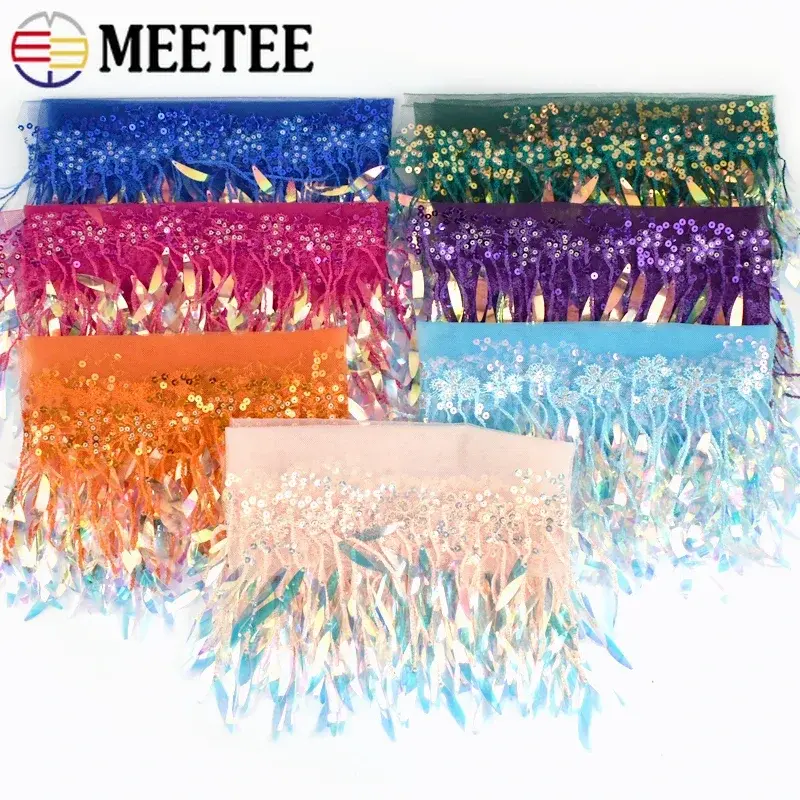 1-4Yards 15cm Sequins Tassel Fringe for Sewing Mesh Lace Trims Wedding Dress Fabric Clothes Ribbons DIY Clothing Accessories