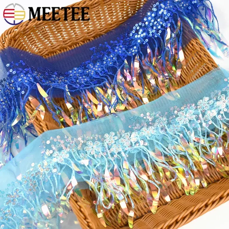 1-4Yards 15cm Sequins Tassel Fringe for Sewing Mesh Lace Trims Wedding Dress Fabric Clothes Ribbons DIY Clothing Accessories