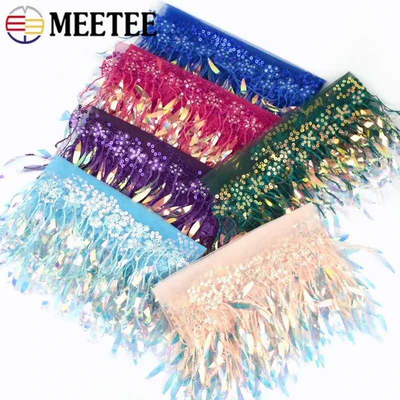 1-4Yards 15cm Sequins Tassel Fringe for Sewing Mesh Lace Trims Wedding Dress Fabric Clothes Ribbons DIY Clothing Accessories
