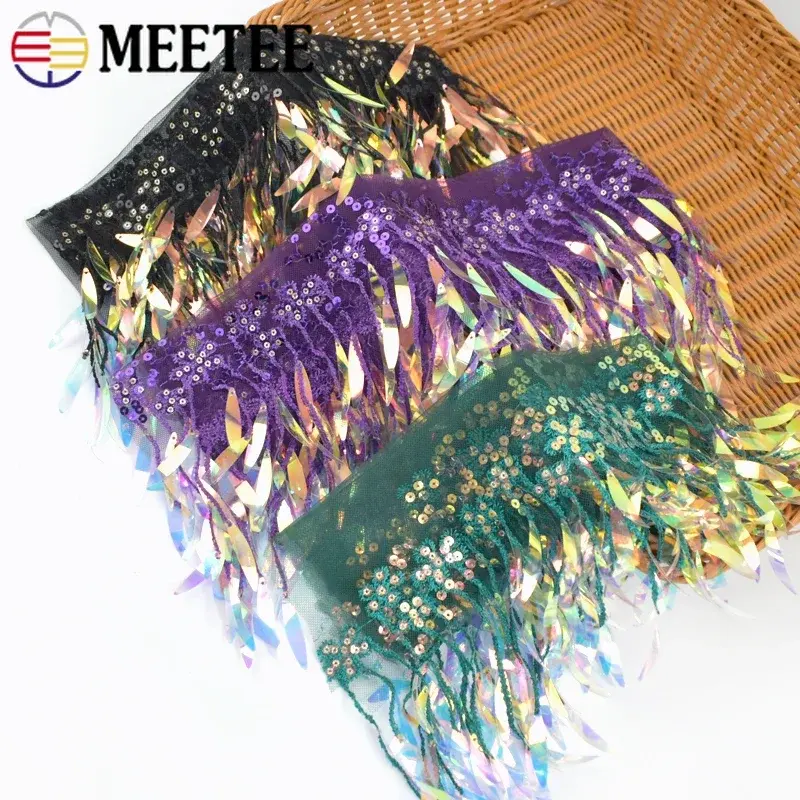 1-4Yards 15cm Sequins Tassel Fringe for Sewing Mesh Lace Trims Wedding Dress Fabric Clothes Ribbons DIY Clothing Accessories