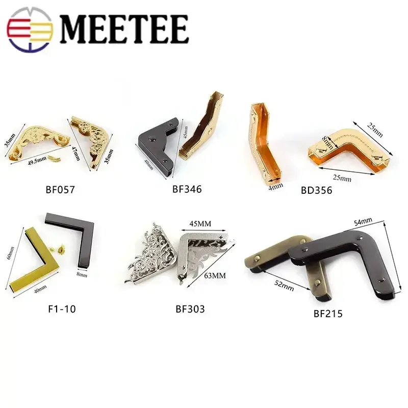 Meetee 2-10Pcs Bag Corner Buckle Purse Edge Protection Metal Clip Clasp Handbag Decoration Hook DIY Luggage Hardware Accessories