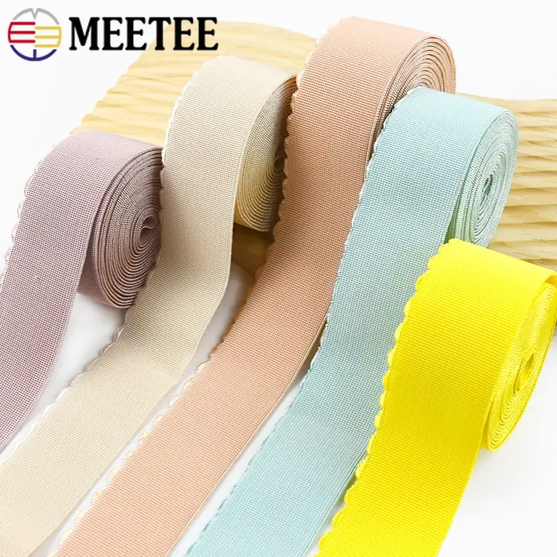 Meetee 2/5/10M 4cm Nylon Elastic Bands for Sewing Pants Waist Rubber Tape Underwear Colored Stretch Band DIY Garment Accessories