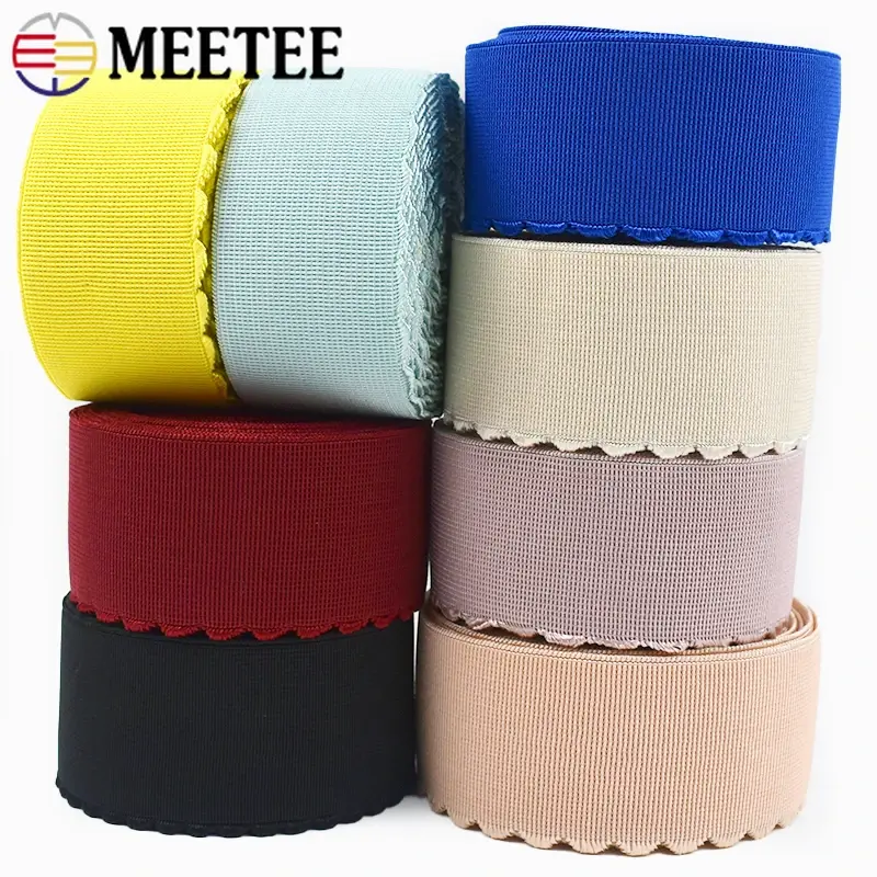 Meetee 2/5/10M 4cm Nylon Elastic Bands for Sewing Pants Waist Rubber Tape Underwear Colored Stretch Band DIY Garment Accessories