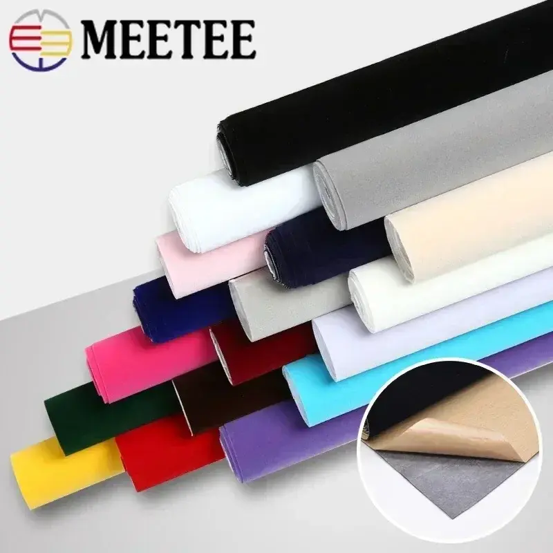 45*150cm 1.2mm Thick Velvet Self-adhesive Fabric Sticky Flock Adhesive Synthetic Leather Cloth for Car Interior Fabrics