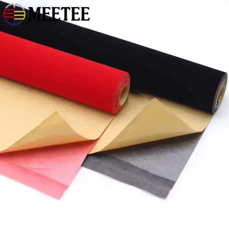 45*150cm 1.2mm Thick Velvet Self-adhesive Fabric Sticky Flock Adhesive Synthetic Leather Cloth for Car Interior Fabrics