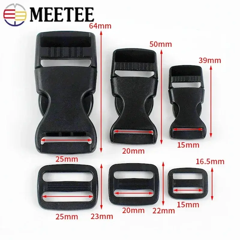 5/10/20Sets Plastic Release Closure Buckle For Strap Backpack Belt Ring Clasp Webbing Tri-Glide Slider Hooks Sewing Accessories