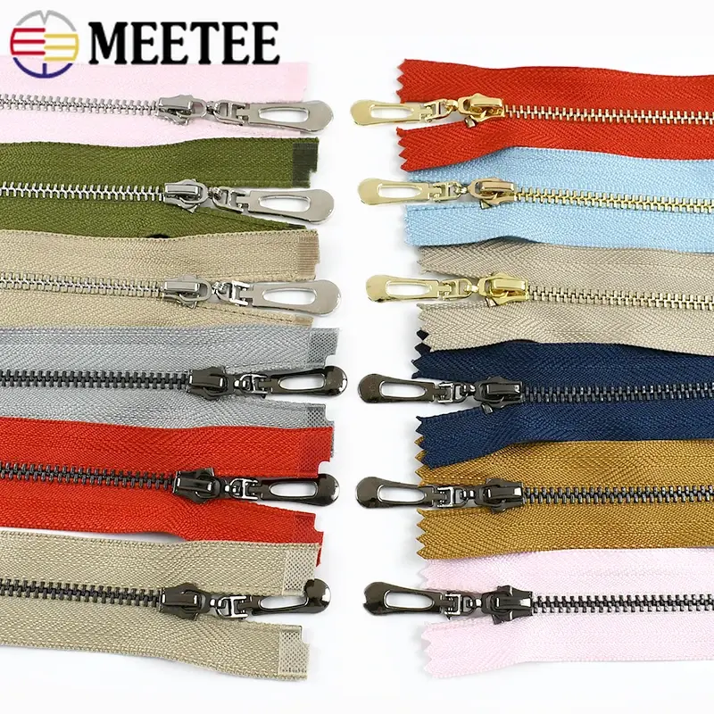 5Pcs Meetee 3# Close-End 15/18/20/25/30cm Metal Zipper Auto Lock Zippers Decoration Zip for Sewing Bags DIY Clothing Accessories