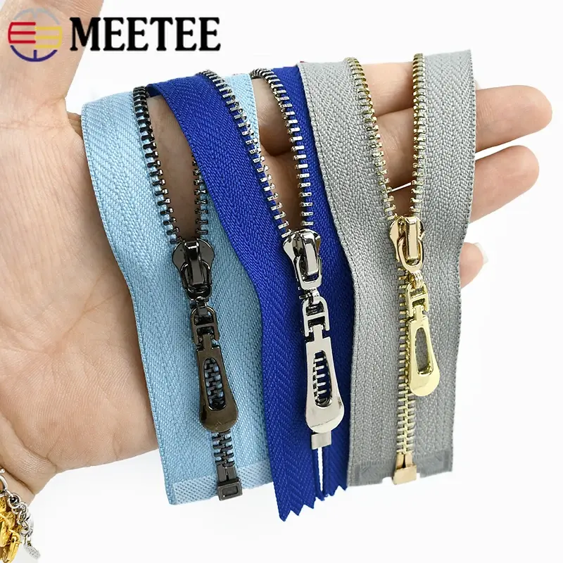 5Pcs Meetee 3# Close-End 15/18/20/25/30cm Metal Zipper Auto Lock Zippers Decoration Zip for Sewing Bags DIY Clothing Accessories