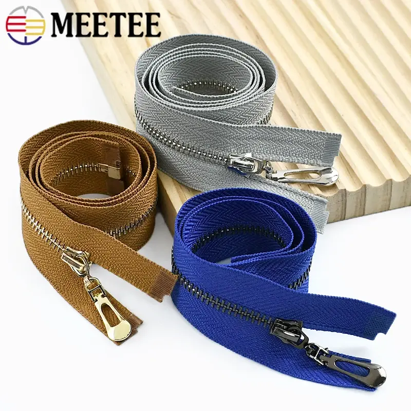 5Pcs Meetee 3# Close-End 15/18/20/25/30cm Metal Zipper Auto Lock Zippers Decoration Zip for Sewing Bags DIY Clothing Accessories