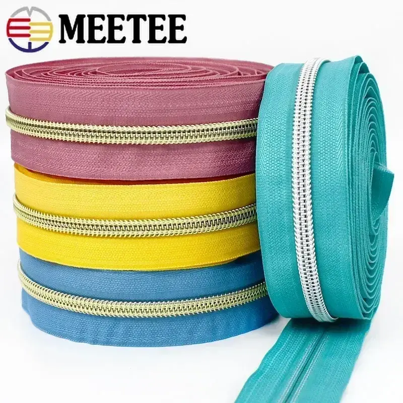 2/5/10/20M 5# Sewing Zipper Tape Nylon Zippers for Bag Coil Roll Zips By The Meter Garment Repair Kit DIY Sewings Accessories