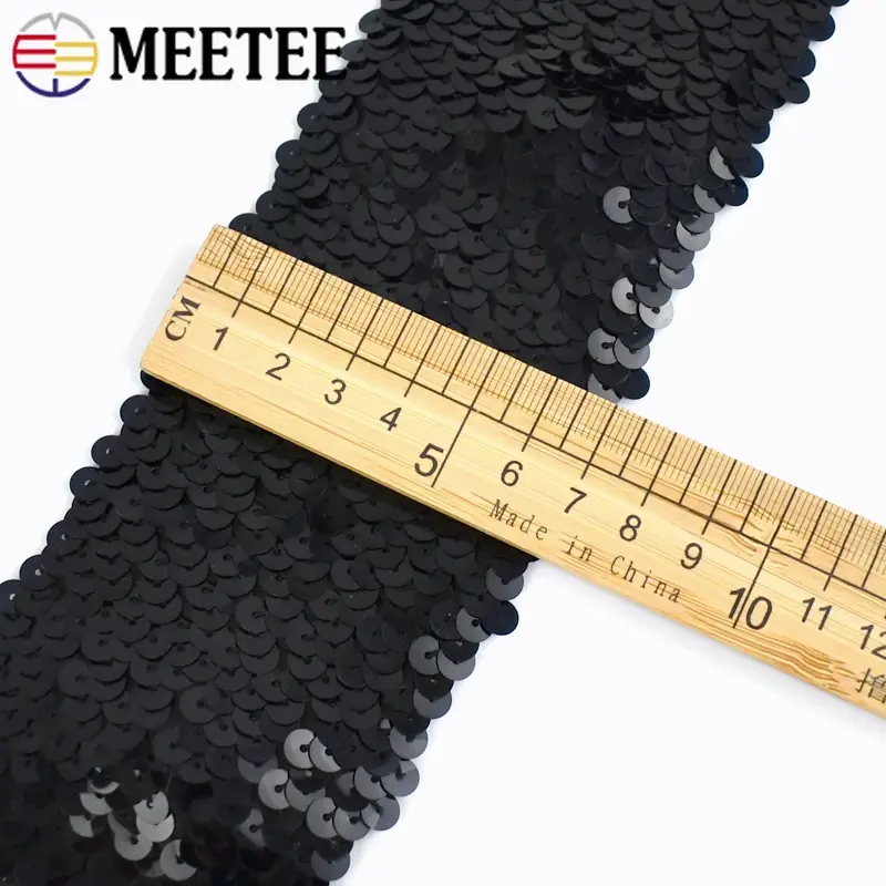 1/2/3/4/5M 75mm Sequins Lace Trim  Elastic Band For Dance Dress Decoration Ribbon Clothes Strech Webbing DIY Sewing Accessories