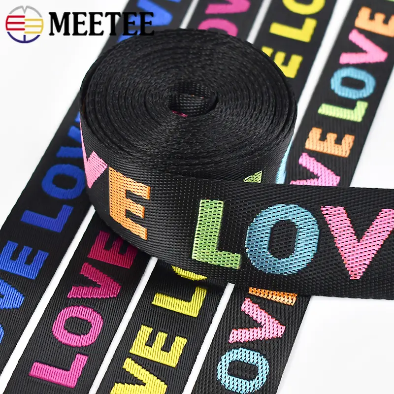 5Yards 25/38mm LOVE Letter Webbing Tapes Nylon Jacquard Ribbons For Bags Strap Handbag Belt Bias Binding DIY Sewing Accessories
